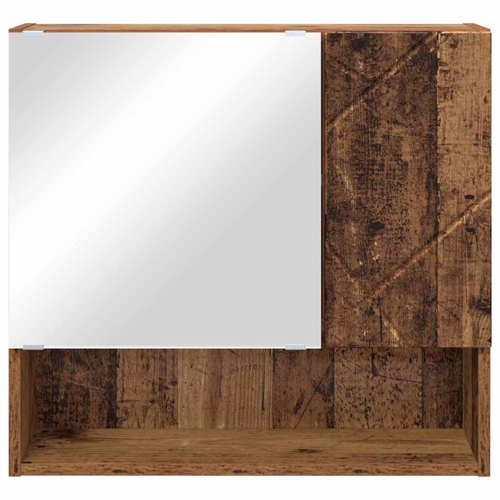 Moderner Badezimmer-Spiegelschrank mit Tür aus Holzwerkstoff, 59 x 17 x 55 cm, wandmontiert, mit viel Stauraum für Toilettenartikel und Kosmetik, minimalistisches Design