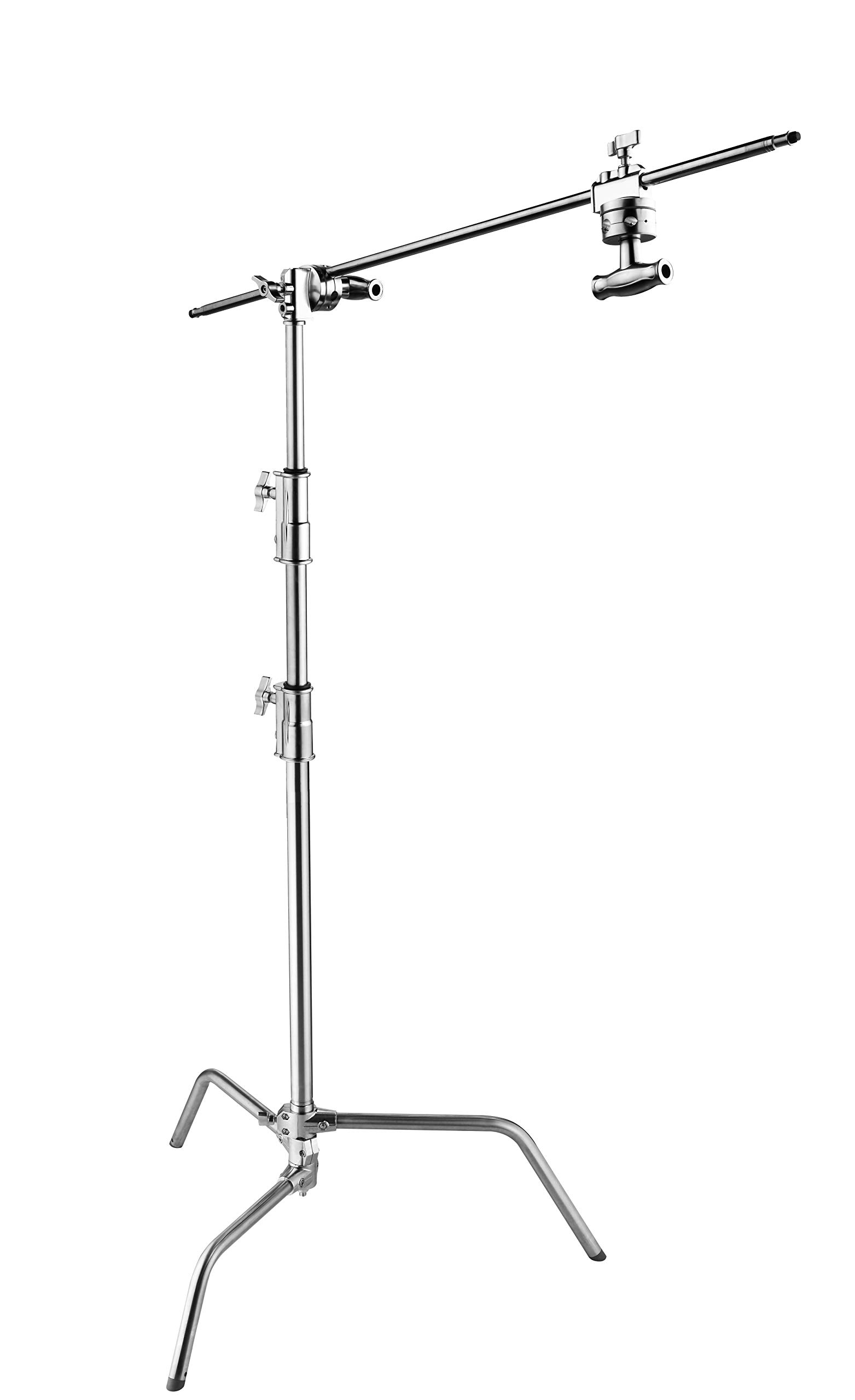 E-ImageLCS-01 4.5ft Steel Heavy Duty Light Boom C-Stand | 3.8ft Holding Arm & Grip Head with 20-inch Detachable Base, Multi Angle Adjustment for Studio, Reflector, Monolight, Softboxes| Payload 20 Kg