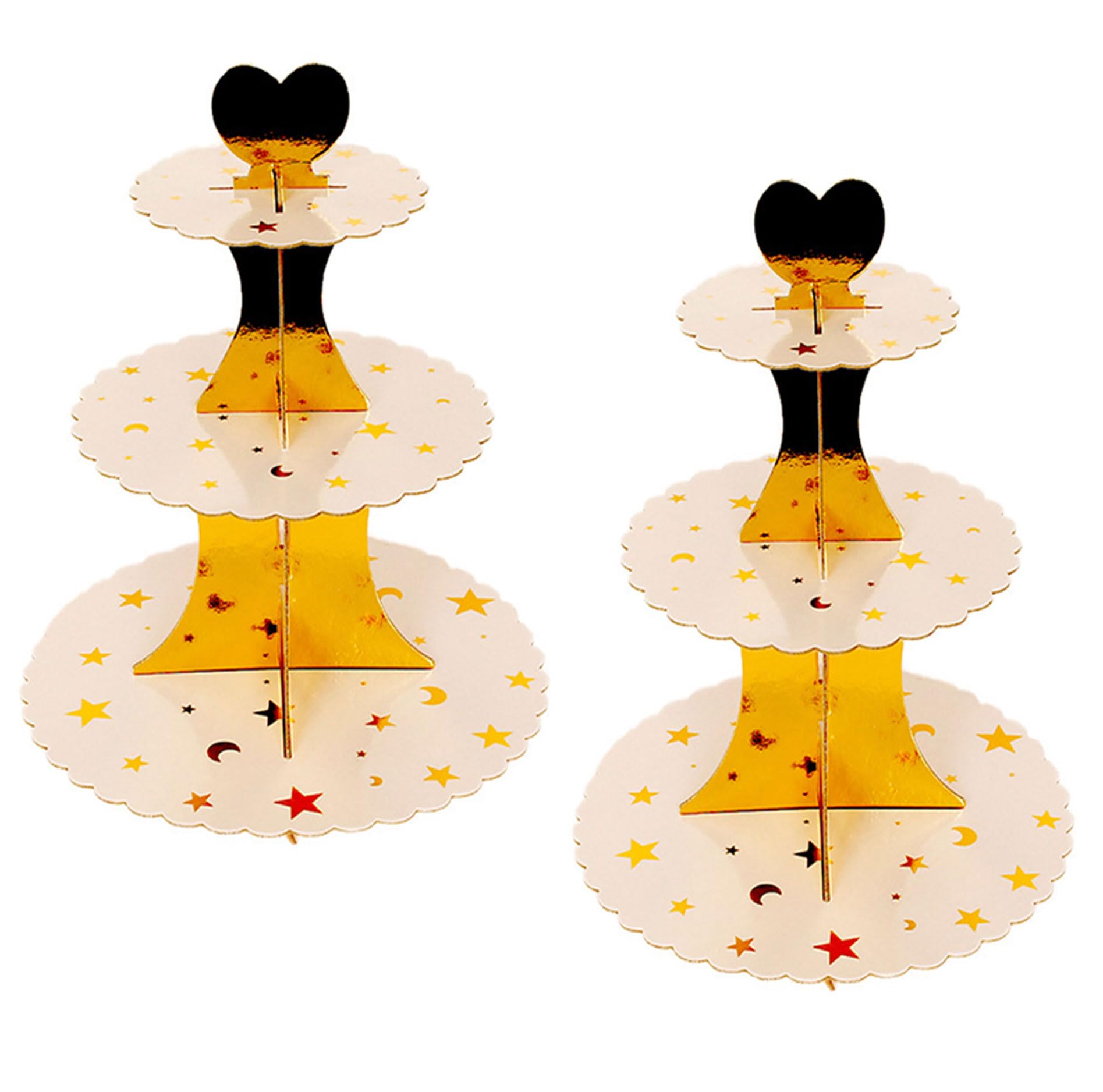 2 Pack 3-Layer Cake Stand Cupcake Stand Disposable Paper Cake Rack Dessert Cupcake Display Tower Birthday Party Supplies for Wedding, Birthday Party, Baby Shower and Graduation (Gold)
