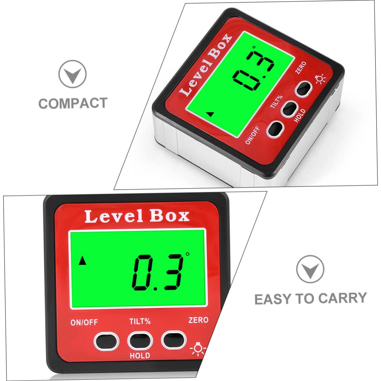 Gadpiparty 2pezzi Goniometro Base Inclinometro Per Misurazioni Precise Edilizia e Falegnameria Display Lcd Retroilluminato Batteria