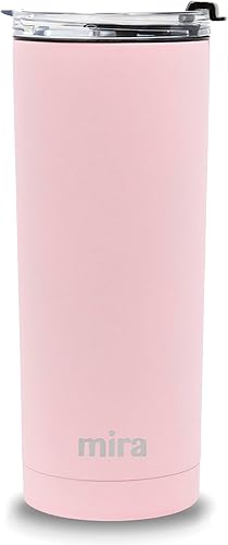 MIRA Vaso de acero inoxidable de 20 onzas con aislamiento al vacío con tapa abatible Tritan, taza térmica de doble pared para bebidas calientes o