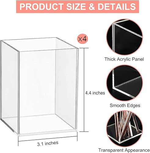 Miniatura 2 de 4 piezas de soporte acrílico transparente para bolígrafos, vasos de acrílico, soporte transparente para arbustos de maquillaje, organizador de