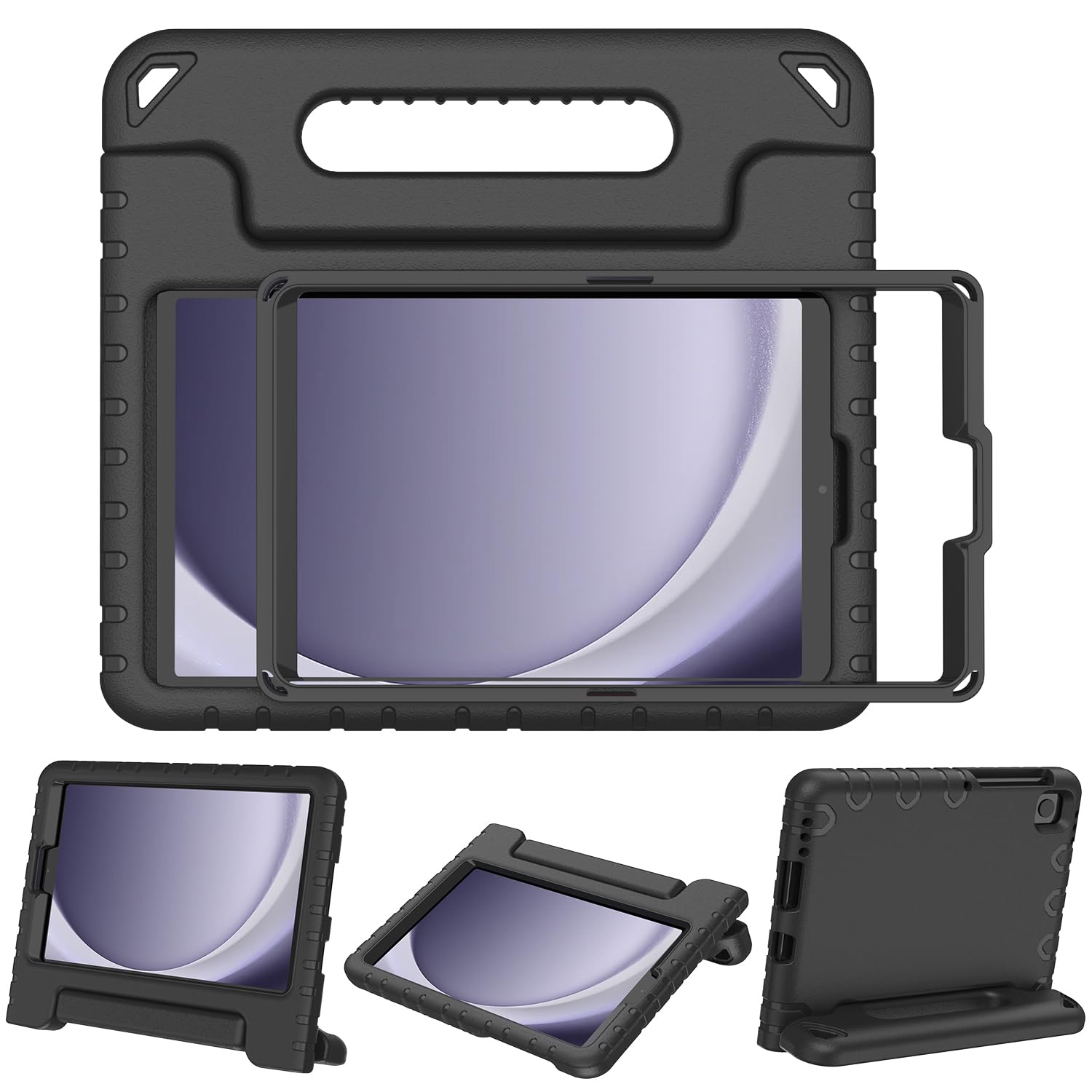 SINSOKids Case for Samsung Galaxy Tab A9 8.7 inch 2023, Galaxy Tab A7 Lite - with Screen Protector, Shockproof Kids Case Cover Handle Stand Case for Galaxy Tab A9&Tab A7 Lite 2021 - Black