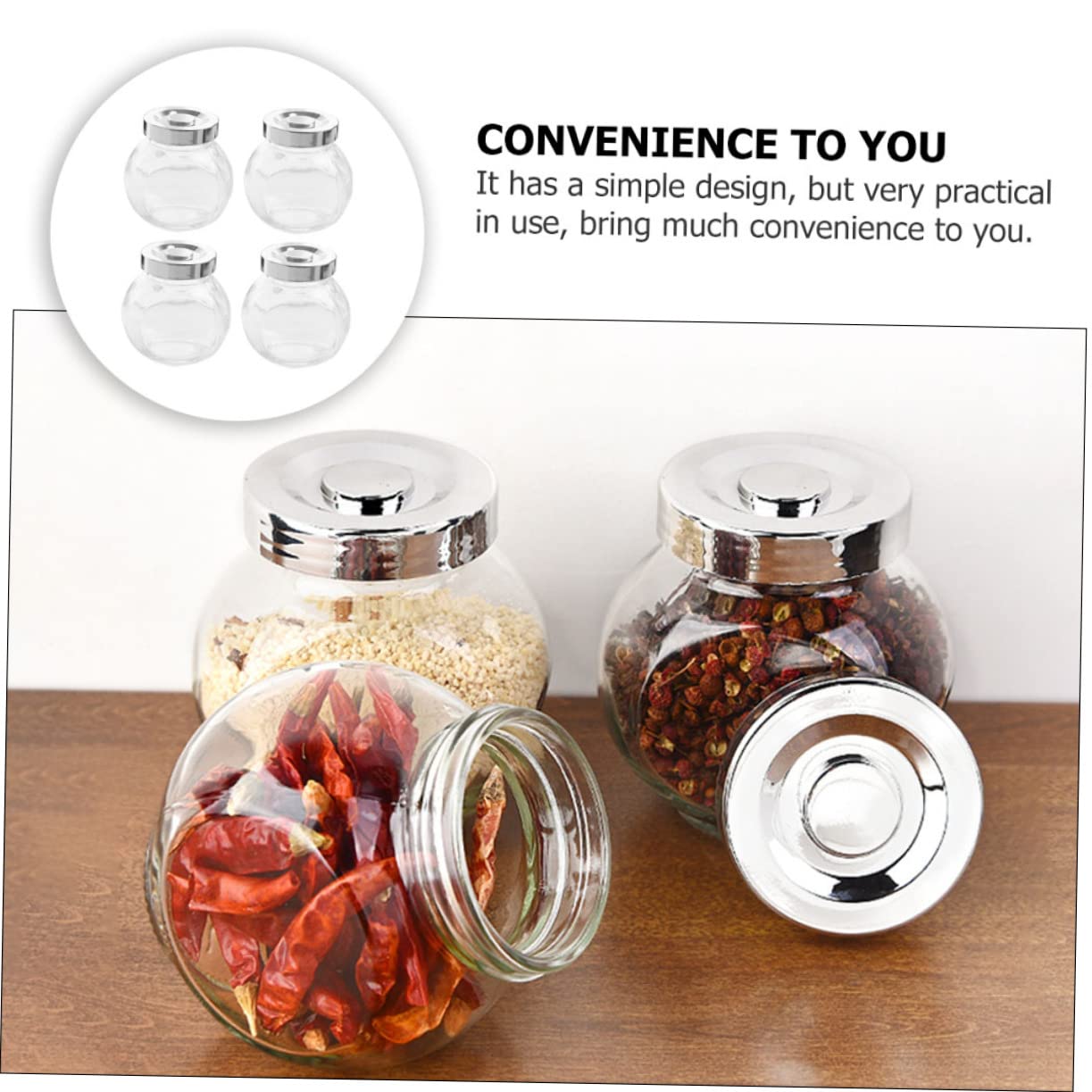 8 Frascos Vidrio Herméticos Transparentes Almacenamiento Cocina Alimentos