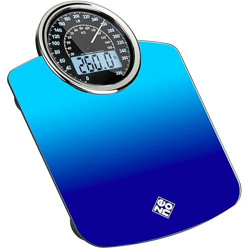 Miniatura 8 de ZENO Báscula de pesaje analógica y digital híbrida 2 en 1 para peso corporal de hasta 400 libras, vidrio templado grueso, pantalla extragrande,