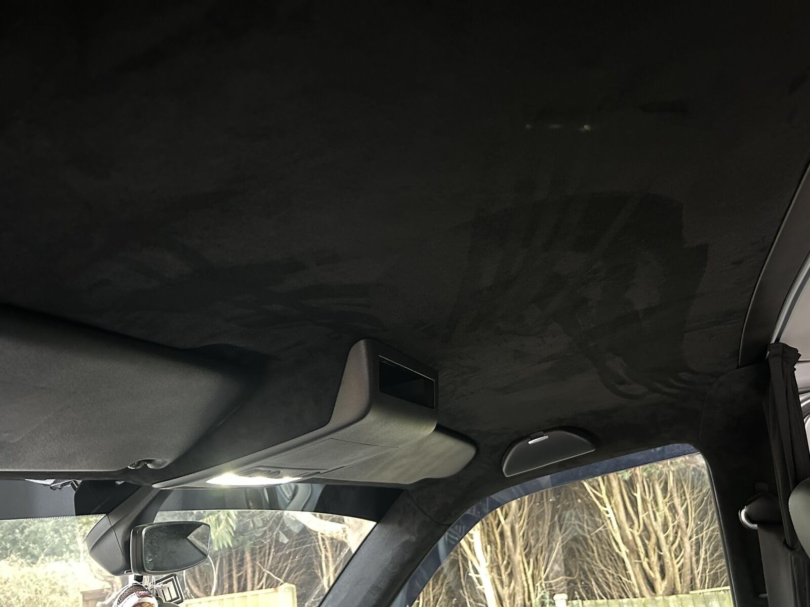 Anthrazitfarbenes Wildleder-Dachhimmel-Stretch-Material – 250x150 Cm, 90 % Polyester, 10 % Elastan