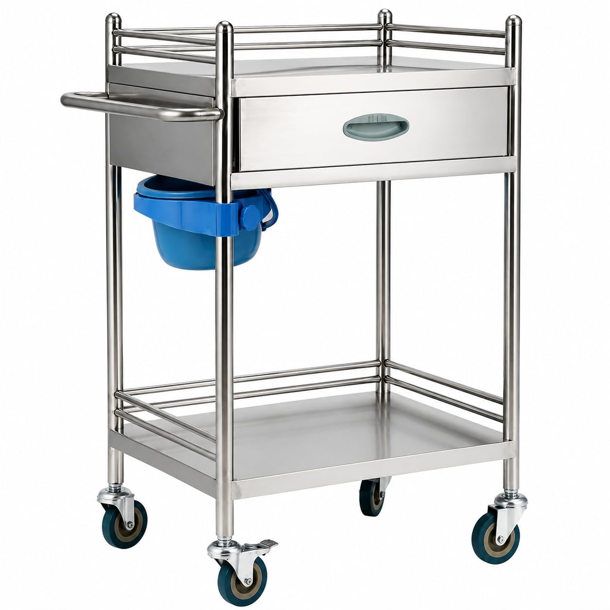 Carrello portautensili in acciaio inox a 2 ripiani, 50 x 40 x 86 cm