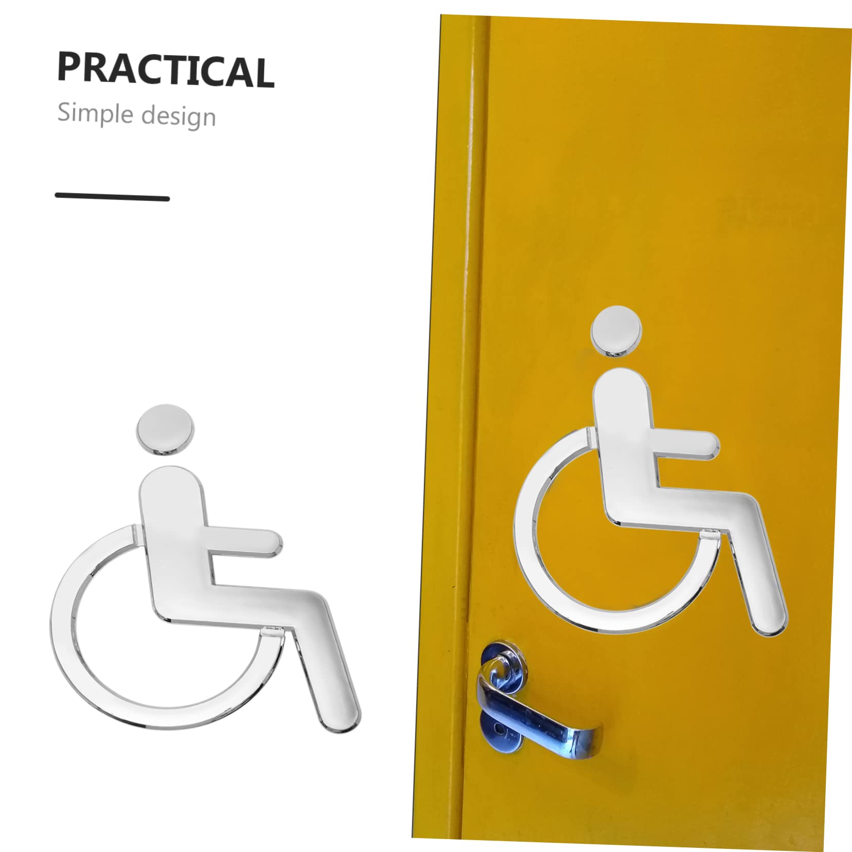 5 Piezas de Señal de Baño Accesible para Discapacitados en Plástico Abs Fácil Instalación Elegante Y Práctico.