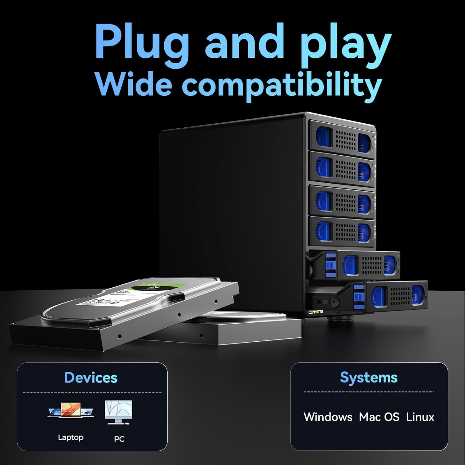 3 Bay 10Gbps Hard Drive Enclosure with Cooling Fan for 2.5“/3.5" SATA... - Afbeelding 59 van 63