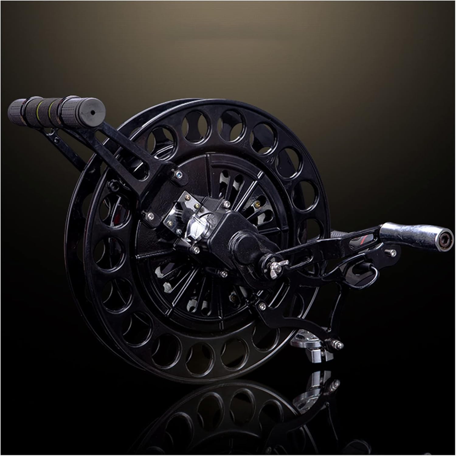 Alloy Kite Reel Winder Adults Kids 4-Speed Shifting Wheel Kite String Reel with Brake for Outdoor Large Kites Flying Tool (Black 32cm)