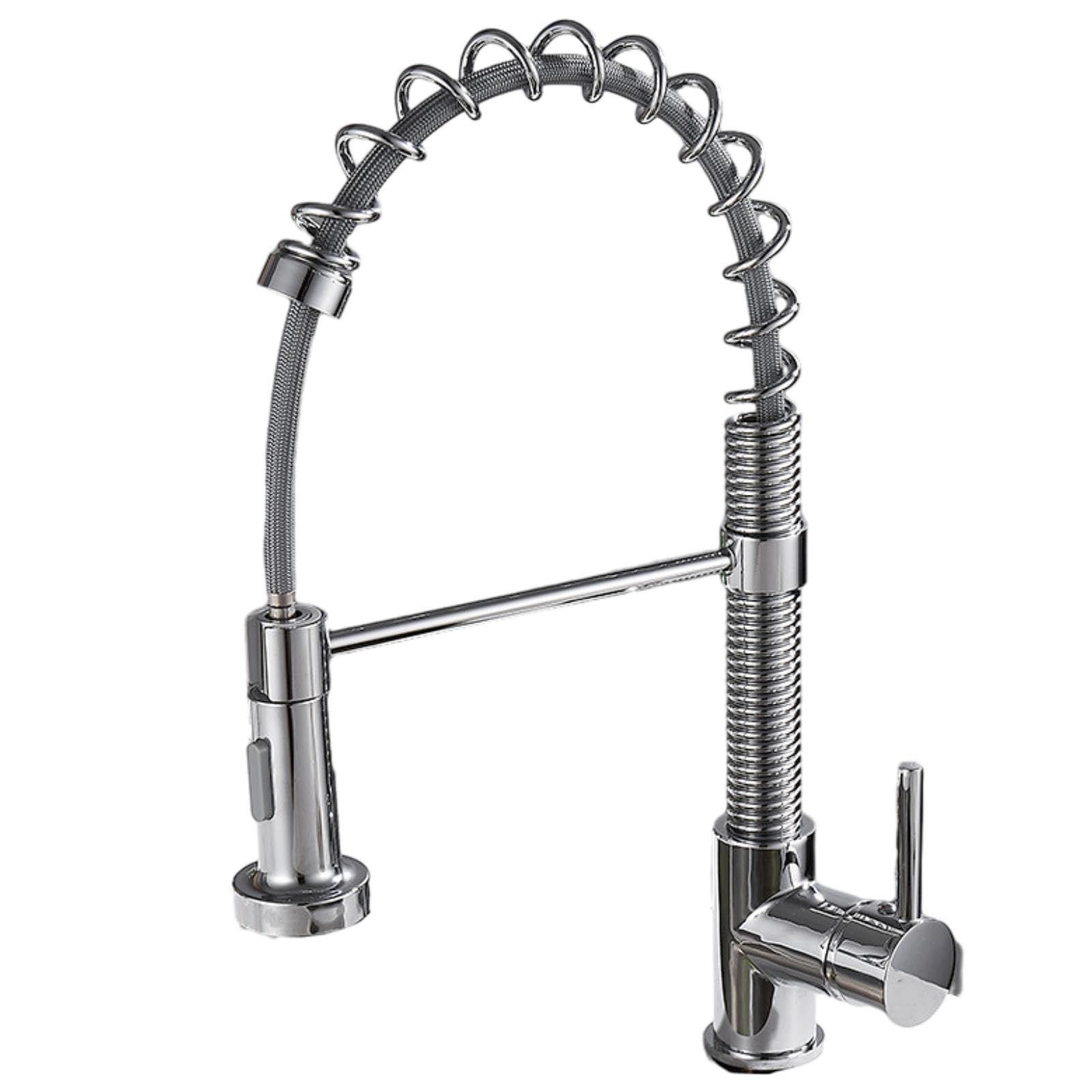 ZYCHSJXA Kitchen Tap Copper Spring Faucet Pull-Out Hot and Cold Water Mixing Sink Electroplating