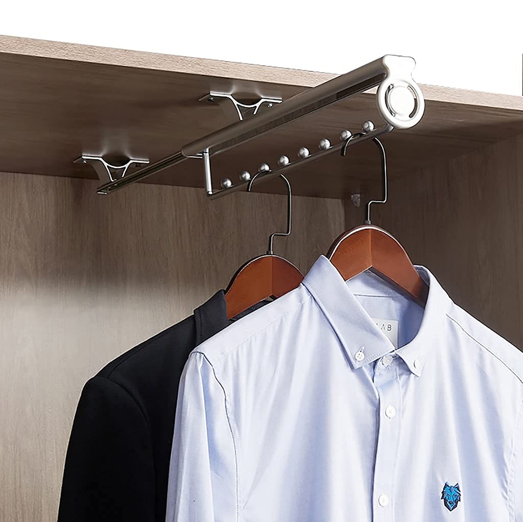 corner wardrobe， Clothes Rail Adjustable Wardrobe Extendable Metal Hanger Space-Saving Rack(25cm/9.8inch)
