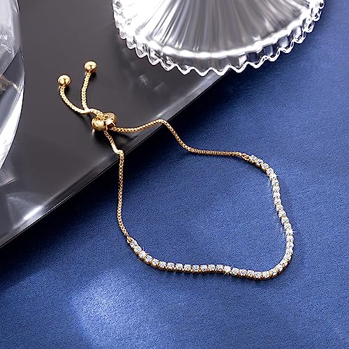 Tennis Bracelets for Women 14K Gold Bracelets for Women 14K Gold Cubic Zirconia Adjustable Bolo Clasp3