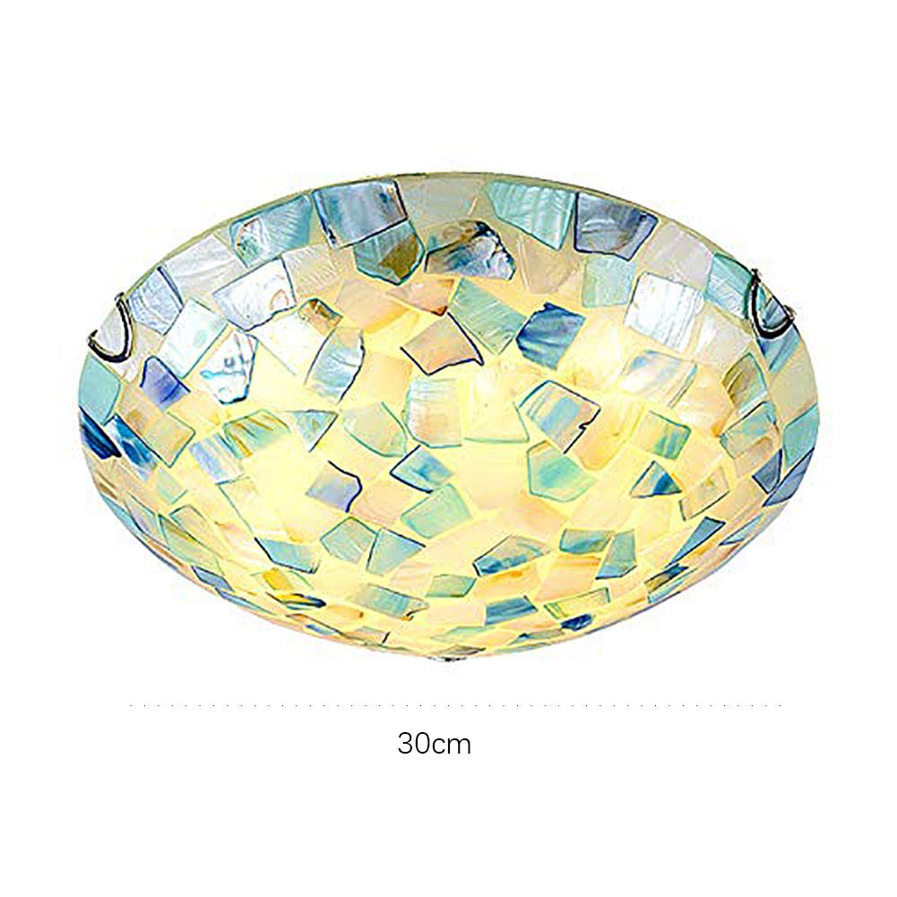 Estilo Tiffany Led Luz De Techo Fxture Montaje Al Ras Lámpara De Techo Mediterráneo Redondo Lámpara De Techo Para Comedor Cocina Pasillo Entrada Casa-Led luz blanca fría 30cm