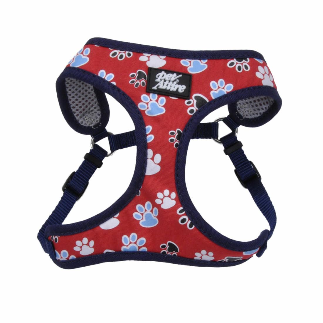 Coastal Pet Ribbon Designer Wrap Adjustable Dog Harness - Large & Small Dog Harness - Breathable Mesh Harness for Dogs Pet Supplies for Dogs - Red with Paws, 3/8" x 14-16"