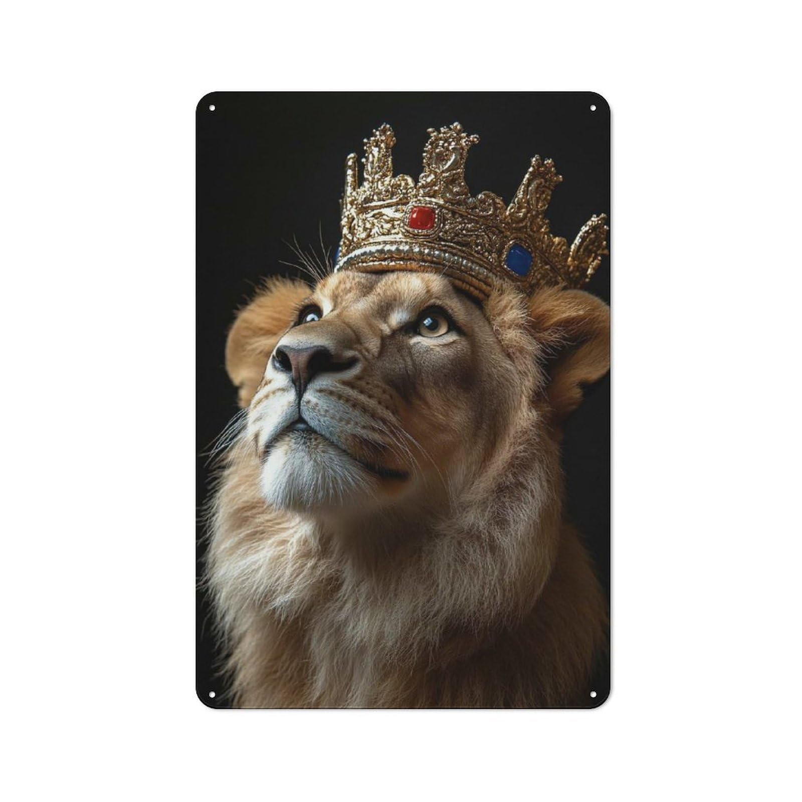 Industrial Lion with Crown Retro Metal Sign 30x20cm, Shed Wall Plaque for Garage, Workshop, Shed Or Utility Room