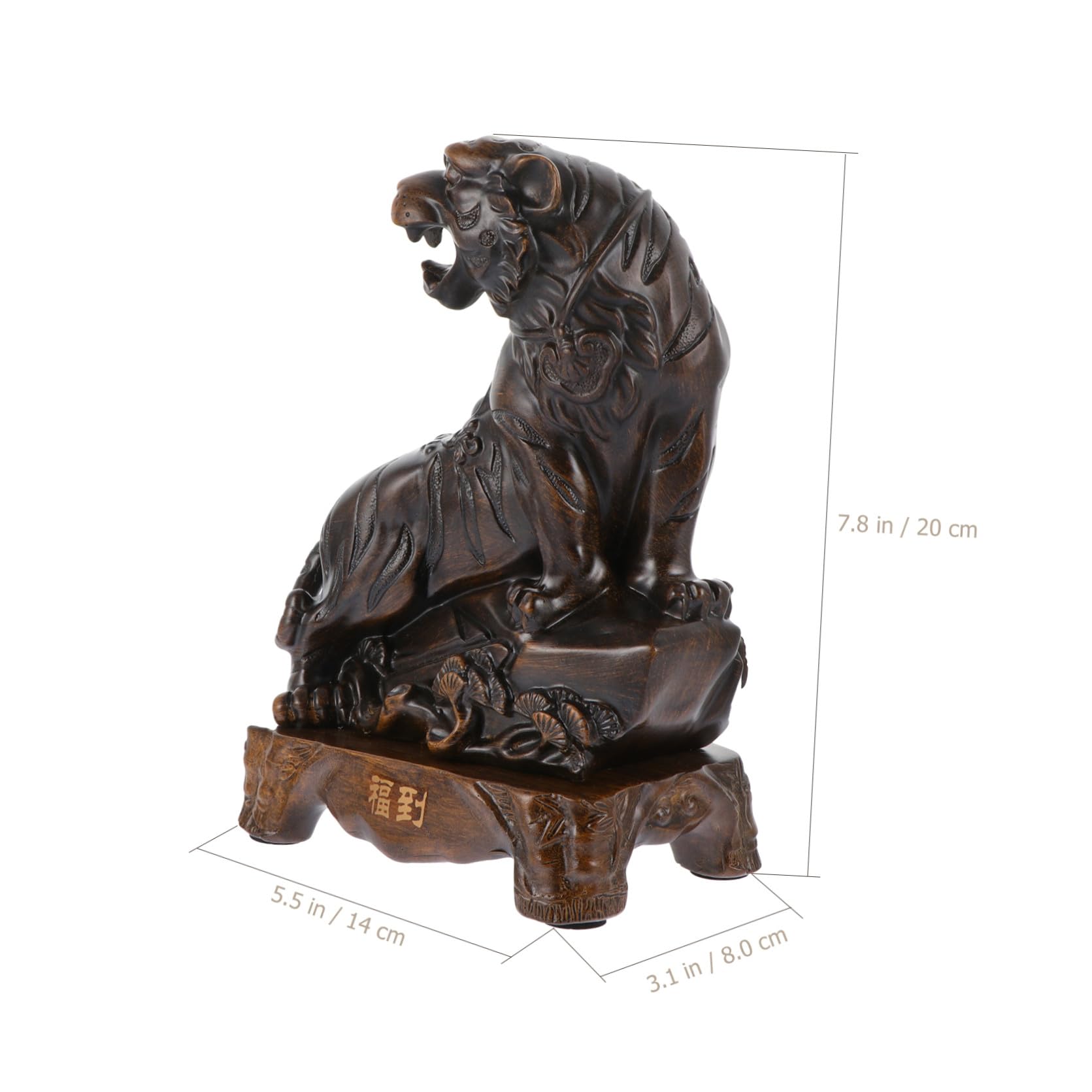 POPETPOP Vintage Tigerfigur aus Kunstharz für Schreibtischdekoration mit Stabilem Sockel und Stilvollem Design als Neujahrsmaskottchen für Wohnräume
