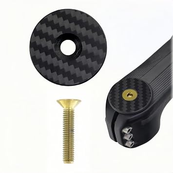Carbon Bicycle Stem Headset Top Cap Cover, Bike Headsets Caps 28.6/31.8mm OD2 with W/M6*30mm Titanium Bolt&Screw, for 1-1/8 1-1/4 MTB Mountain Road Bikes Forks Steering Tube