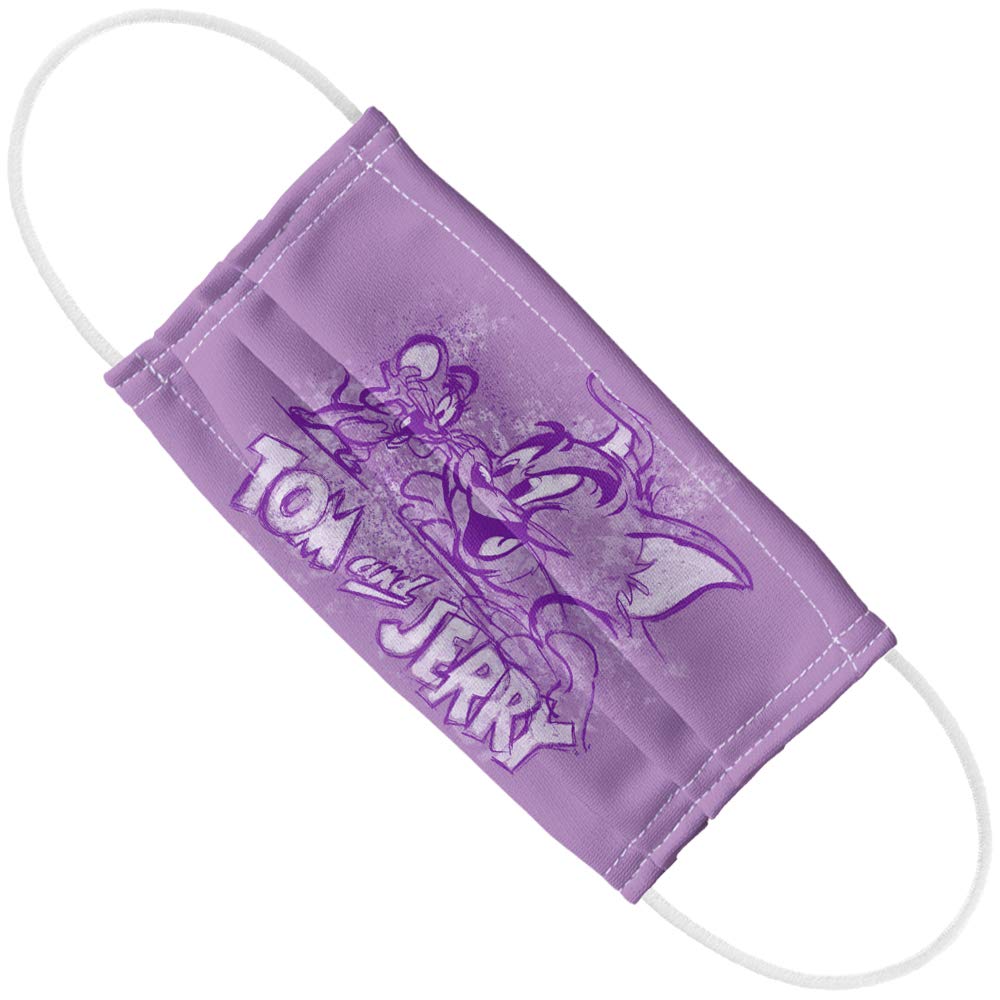 Popfunk Tom and Jerry Sketchy 1-Ply Reusable Face Mask Covering with Adjustable Nose Wire, Unisex