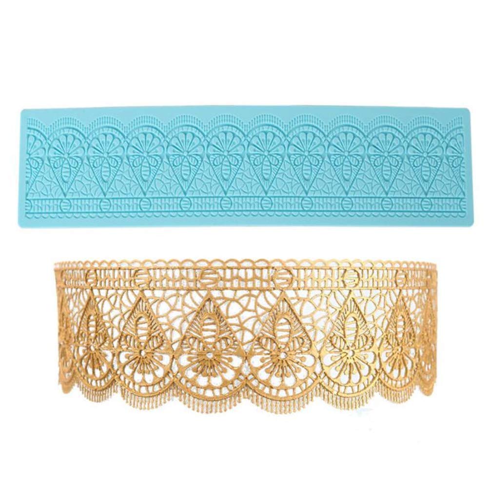 Valink D Flower Impression Lace Silicone Mol,Cake Lace Mat Mol,Wedding Fondant Cake Ecorating Tools Bakeware Cake Mol, Cupcake Gumpaste Chocolate Moul, Cake Border Edge Ecoration Mol Embosse Pa (D)