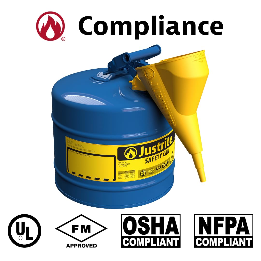 Typ I Stahl Sicherheit können für flammables, mit Trichter, 5 l (19L), S/S FLAME Arrester, self-close Deckel
