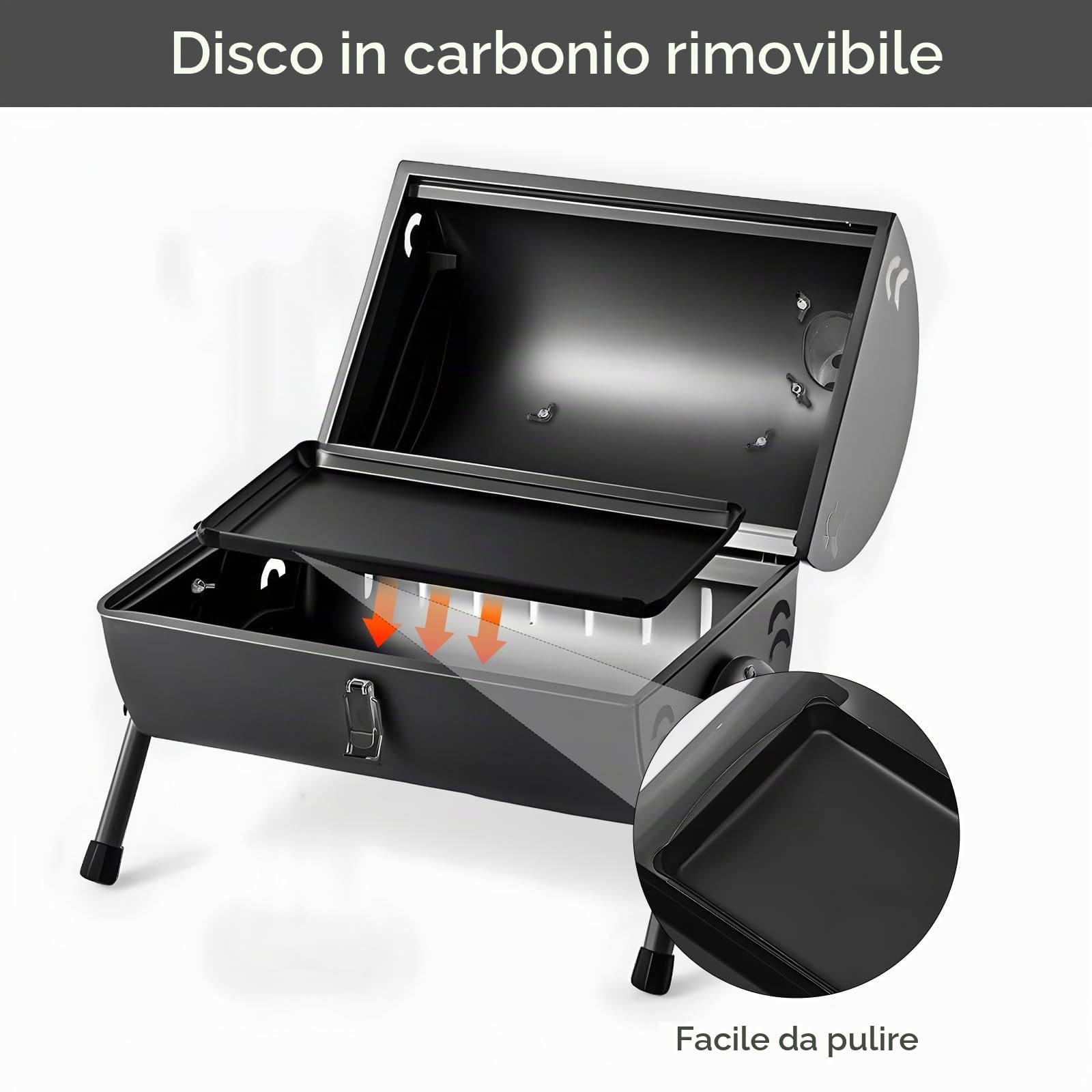Barbecue portatile a carbonella, pieghevole, da campeggio, da giardino, per esterni, campeggio, escursioni, picnic, colore nero