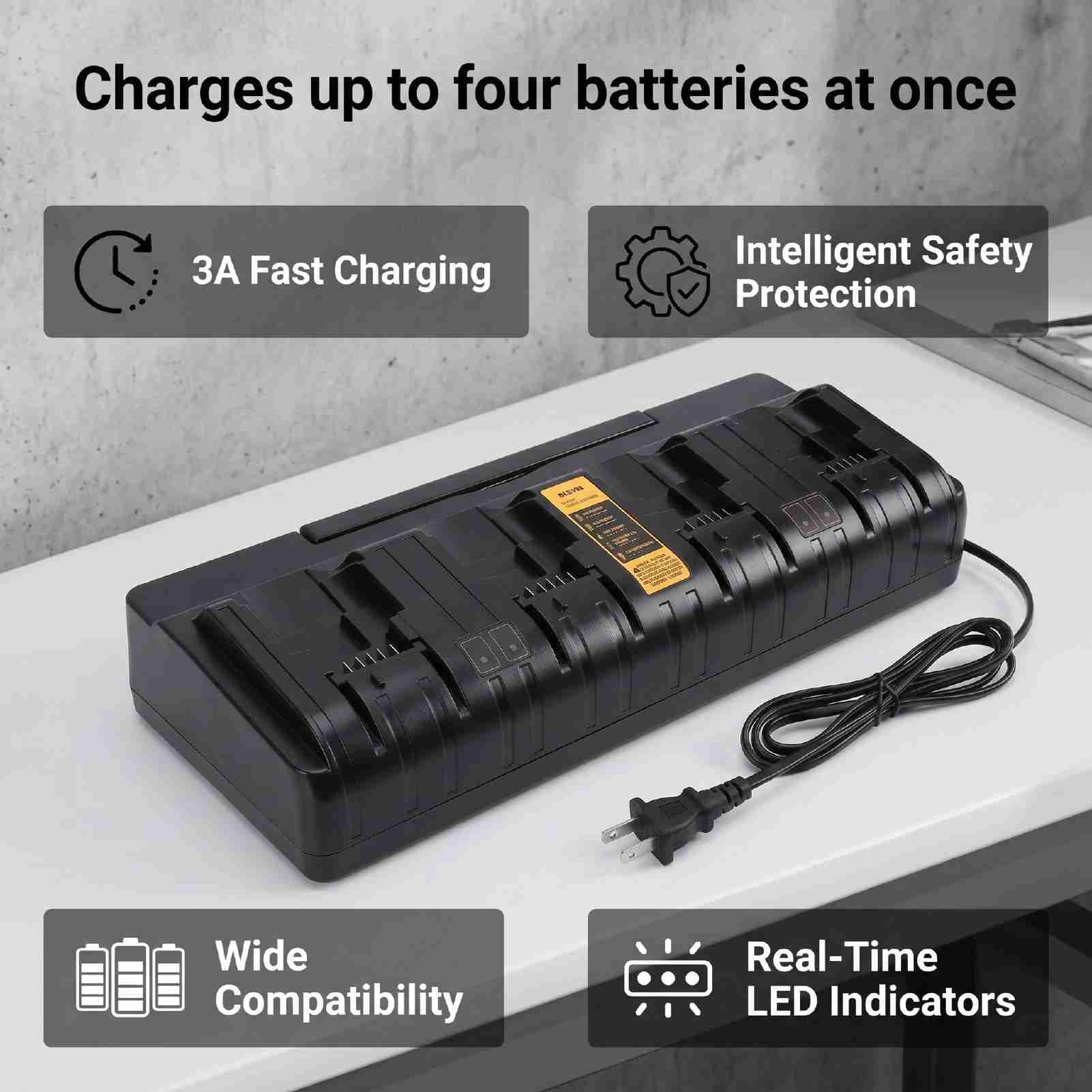 Stazione Caricabatteria A 4 Porte per Caricabatterie Rapido 20 V