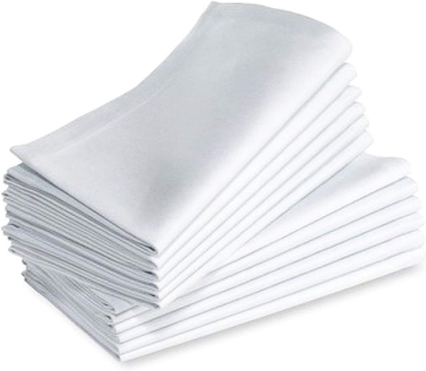 12 x Luxury White 100 Cotton Cloth Napkins 16" X 16" Reusable Napkins