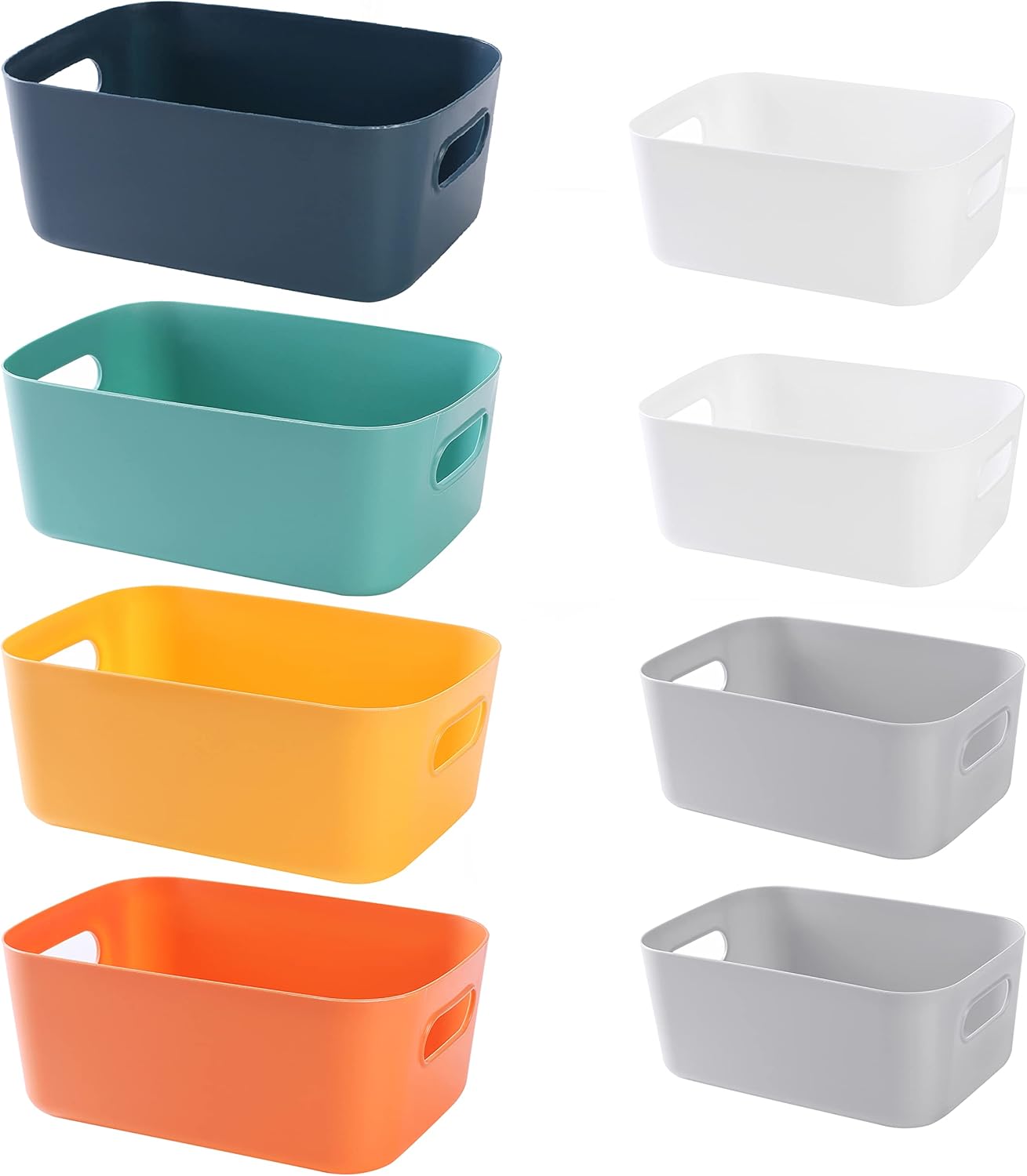 HapiLeap Cestas Almacenaje de Plástico, Cestas de Almacenamiento de Organización de Múltiples Colores Para Cocina, Armario, Oficina, Baño, Juguetes, Contenedores de Almacenamiento (8 Pack)