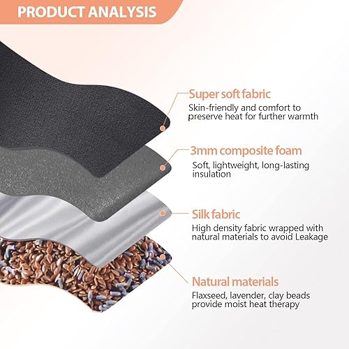 Miniatura 4 de Máscara de ojos de calor húmedo para mujeres y hombres, mascarillas de compresión ponderada para microondas con lavanda y correa ajustable, cubierta