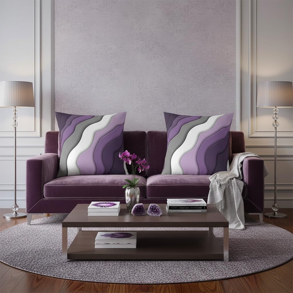 Coussin géométrique violet Manfei pour un salon moderne et cocooning