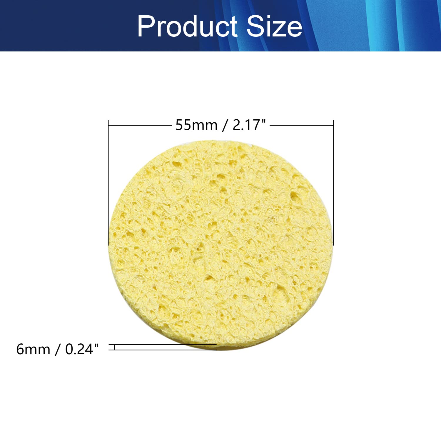 Jutagoss Soldering Iron Cleaning Sponge 55mmx55mmx6mm Round Sponge Solder Tip Clean Pads Yellow 20Pcs