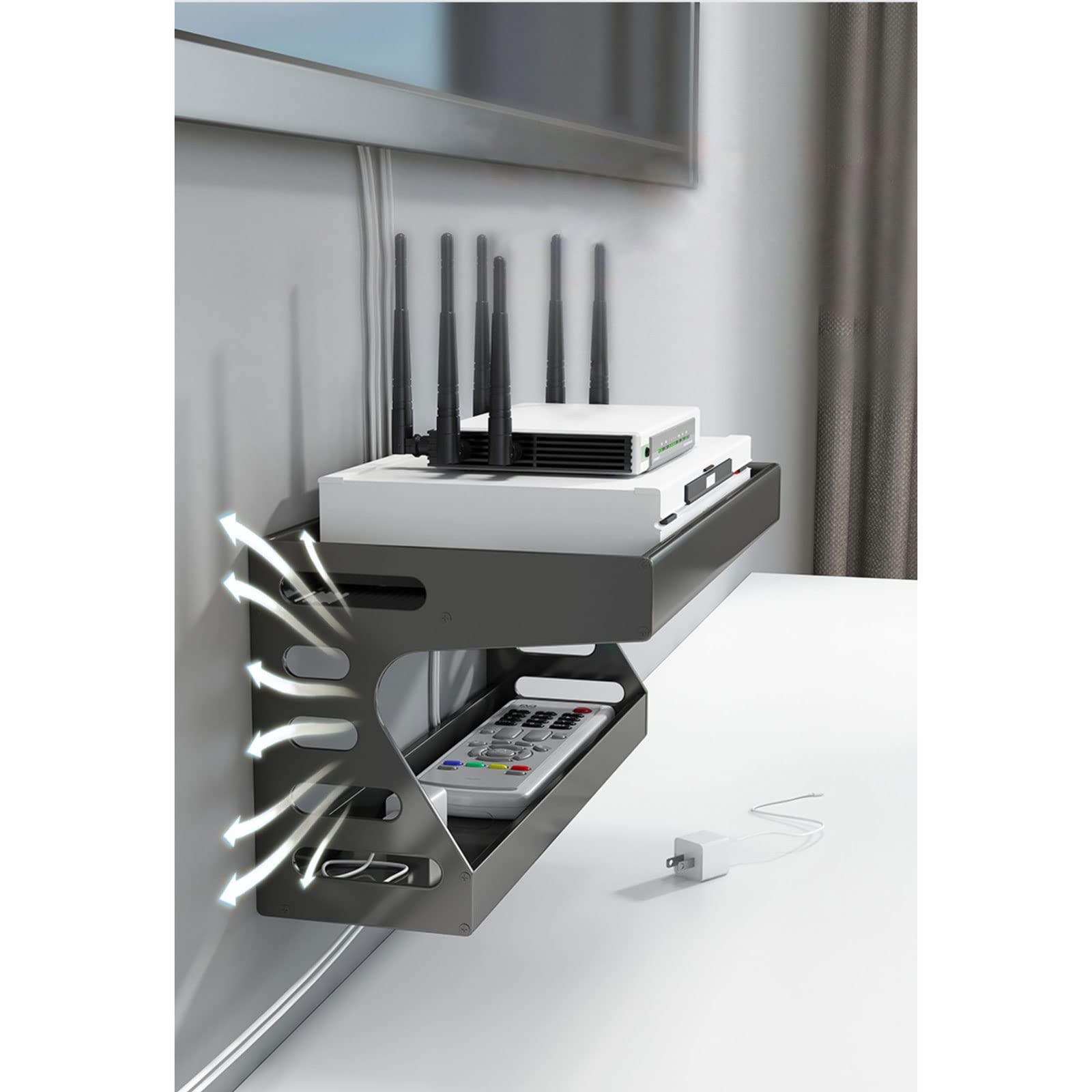Mobile TV da parete Scaffale da parete Scaffale galleggiante Consolle TV Supporti TV Set-top box Scaffale del router Scaffale espositivo Staffa di ricarica per telefono cellulare Mensola da comodino