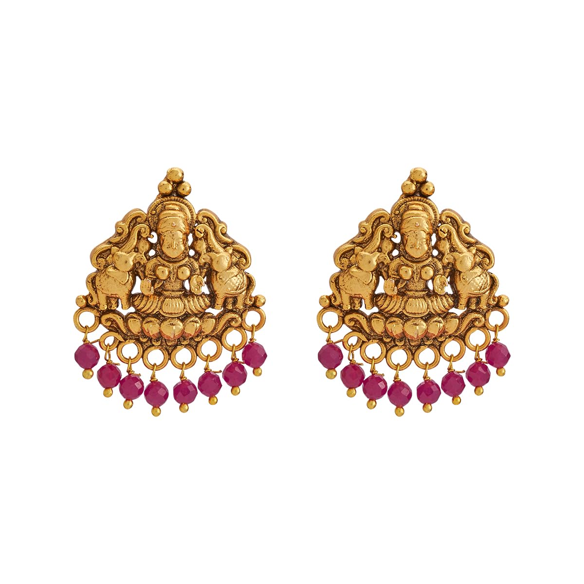 Fashion Jewellery Gold Polished Push Back Antique Stud Earrings | Best For Bride, Bridemaids & Special Occasion | Earrings For Women - 184565-image-9