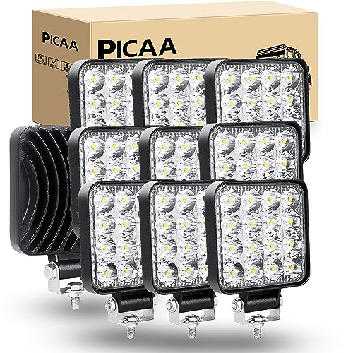 PICAA Foco de trabajo LED 10PCS 3.3 pulgadas 48W Mini LED Spot Tractor 12V-24V 6000K Focos LED para Tractores IP68 Impermeable Luz de Niebla Coche,SUV, UTV, ATV, Off-road,Camión,Moto,Barco