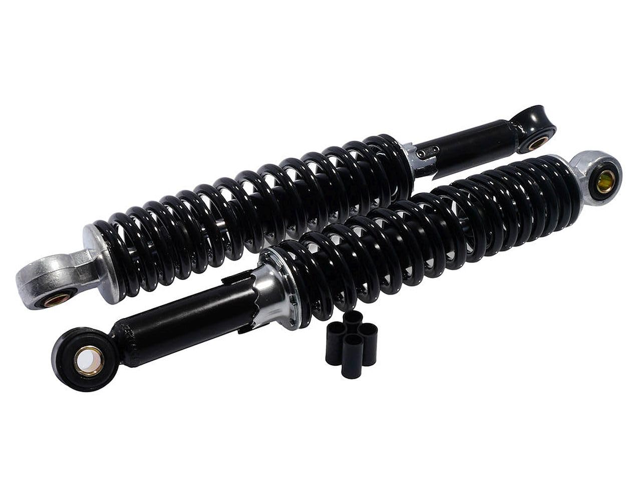 2EXTREME Amortisseurs 310 millimètres M8 M10 noir compatible avec mobylette | Kit combinés, œillets 10/8 mm, réglage 5 positions; pour cyclomoteur et scooter, compatible avec HERKULES PR 5 S 50 2T AC