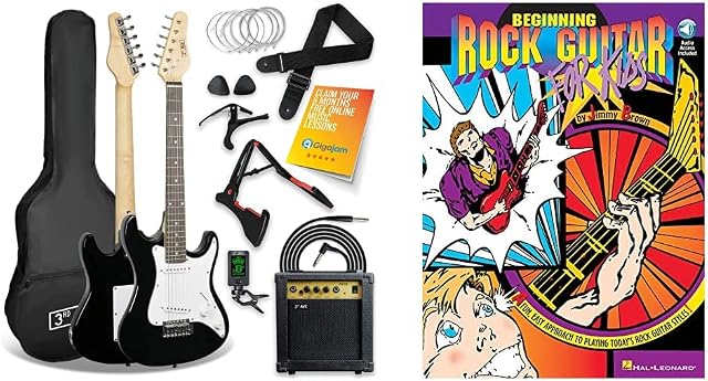3rd Avenue XF 3/4 Size Electric Guitar Ultimate Kit  Black & Beginning Rock Guitar for Kids: A Fun, Easy Approach to Playing Today's Rock Guitar Styles [With CD] (Book & CD)