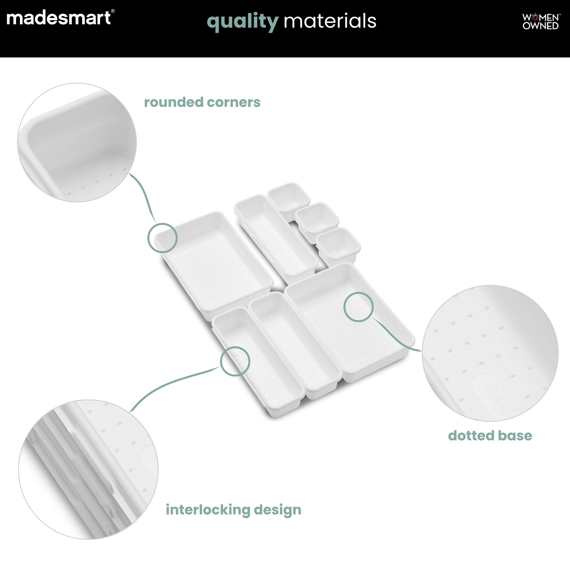 Madesmart Interlocking Bin Pack - 8 Piece Storage -6 Madesmart Interlocking Bin Pack - 8 Piece Storage -6