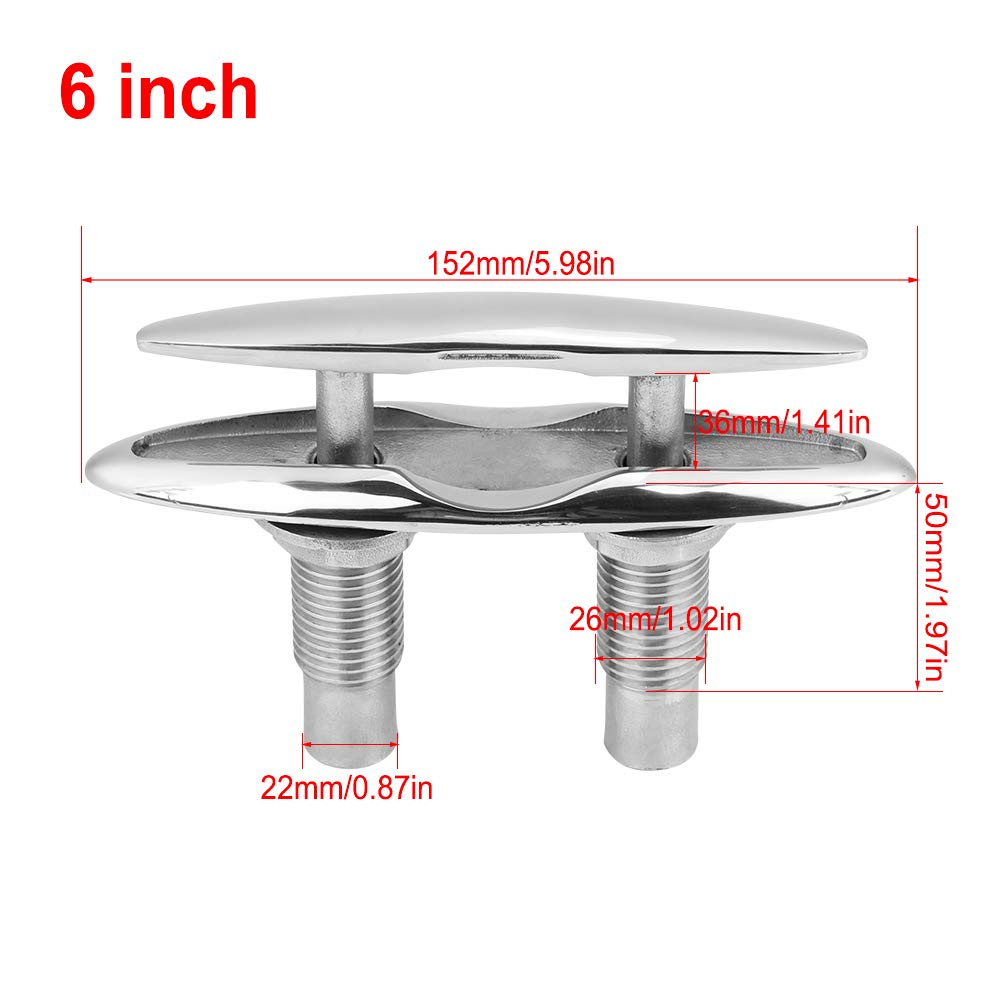KIMISS Ordentliche Klampe andocken Bootsanlegedock Ordentlich Klampe Offene Basis Bootsklampe, Dockklampe Alle 316 Edelstahl Bootsanlegezubehör(6")