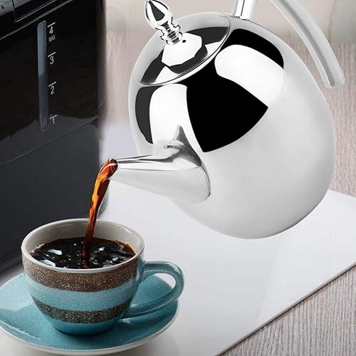 Miniatura 3 de Tetera Newness de acero inoxidable pulido con tapafiltro de té infusor extraíble, tetera para el hogar, tetera para hojas sueltas y bolsas de té
