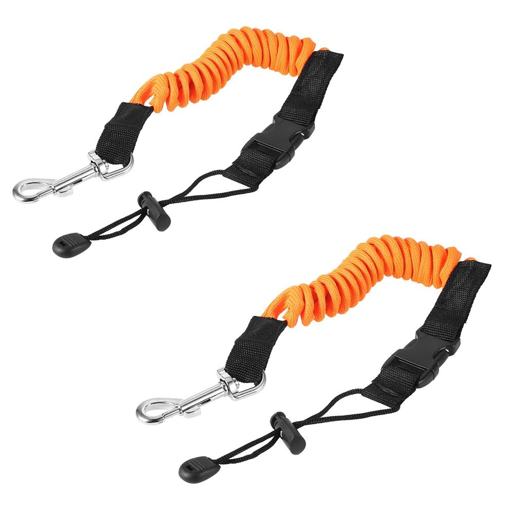 Inzopo Adjustable Bungee Leash Strap Kayak Paddle Leashes with Quick-Release Button for SUPs Kayaks Canoes Boats Paddles, 2 Pack Stretchable Kayak Paddle Leash