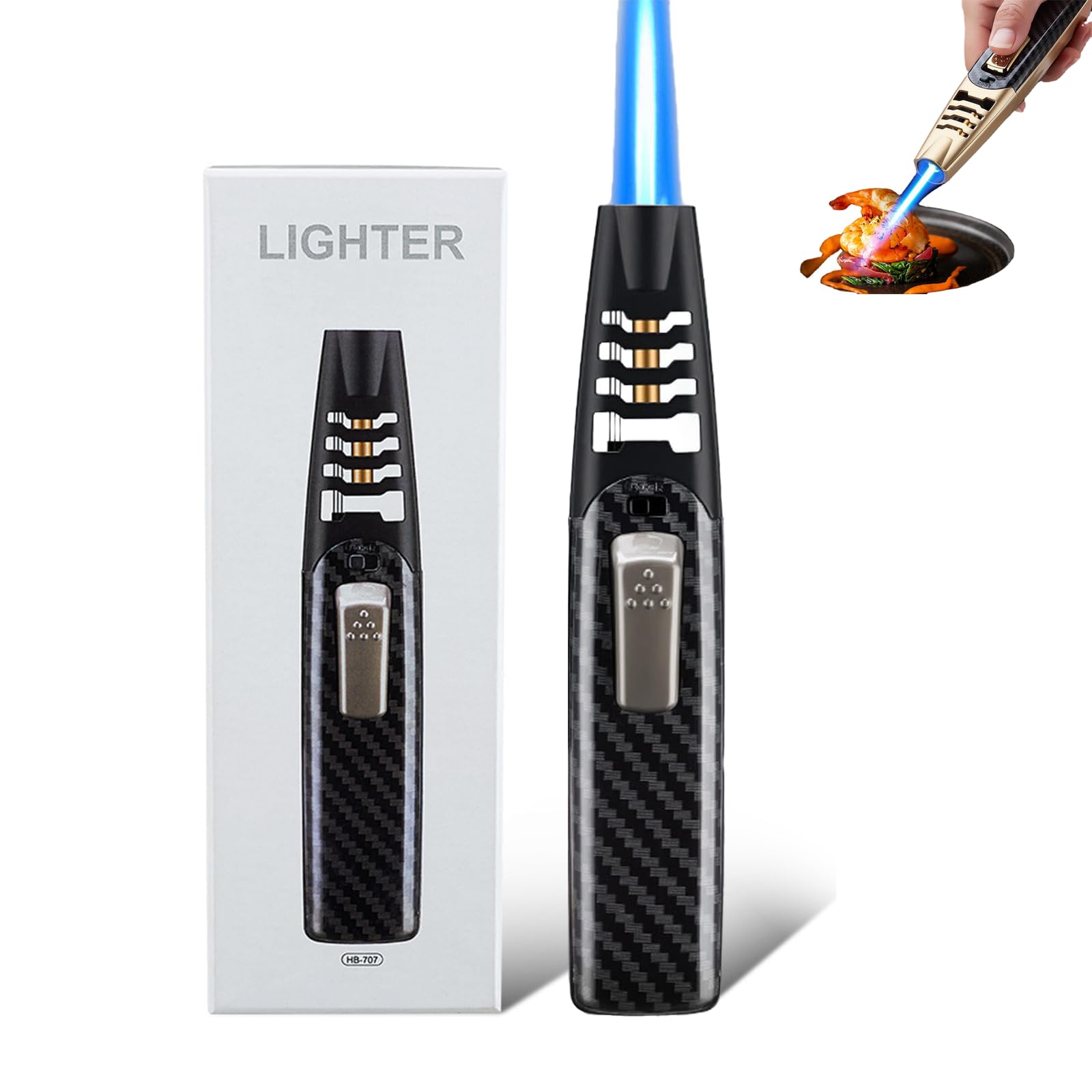 Fire Blaze Lighter Electric,Fire Blaze Lighter,Powerful Firepower Adjustable Dual-Arc Torch Lighter (1PCS- Carbon Fiber-Black)