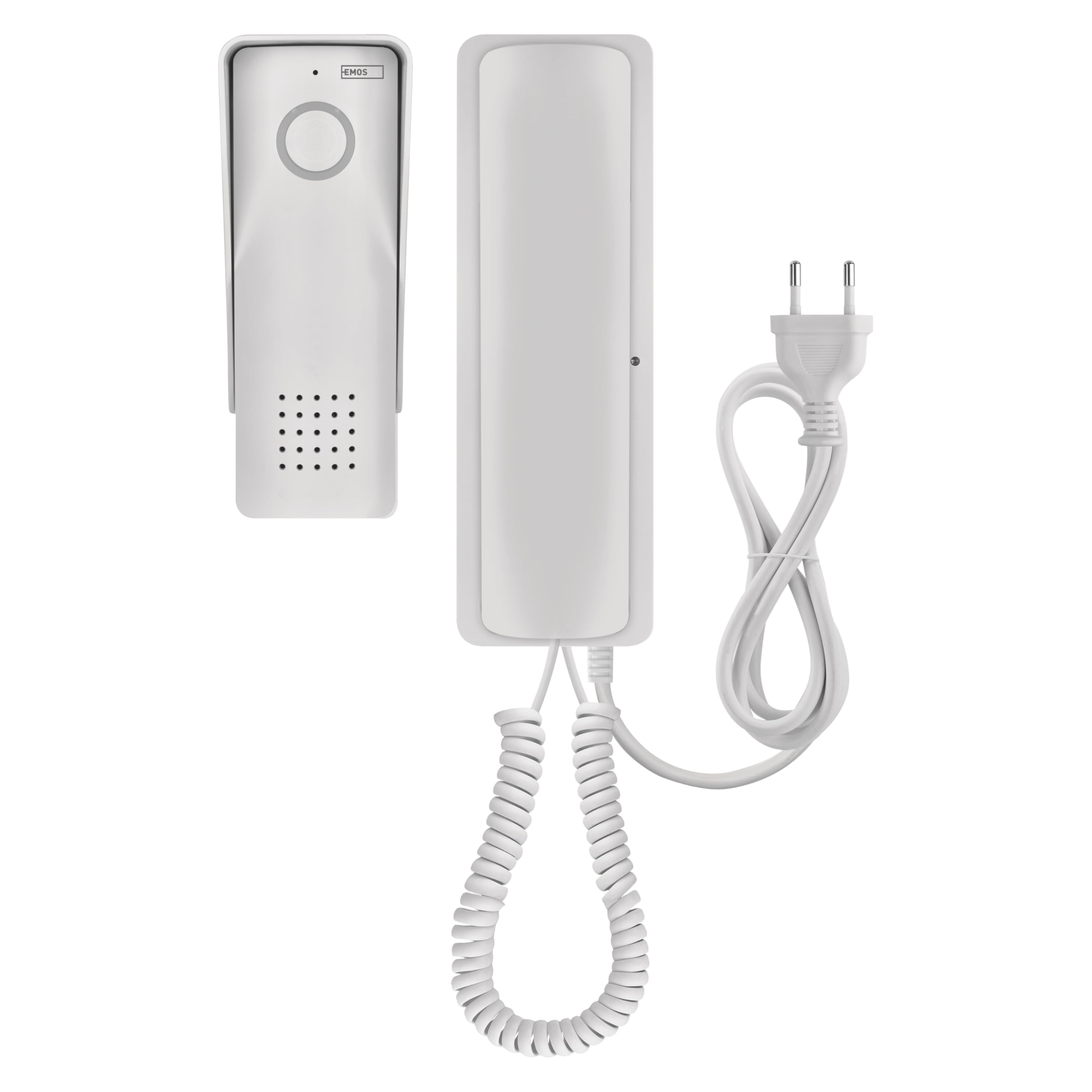EMOS - Set di citofono audio, wireless - connessione wireless, design elegante - Kit audio/citofono con apertura porta - facile da usare - Connettore di alimentazione (230 V/12 V) - bianco
