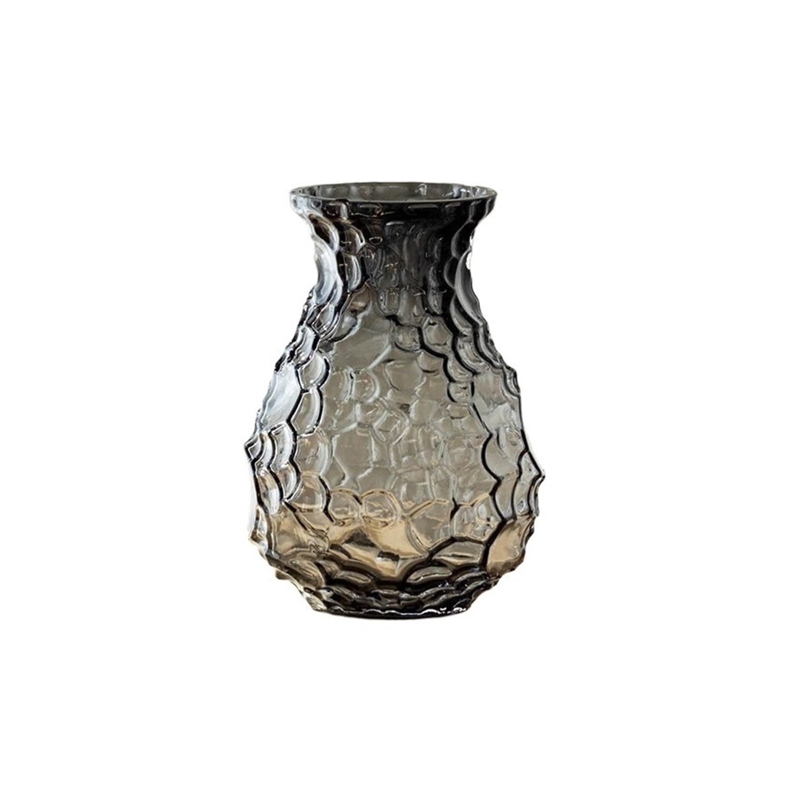 guiling-1986 Vases Decor Hammered Gray Glass Vases Modern Textured Decorative Vase for Flowers Flower Vases(Small)