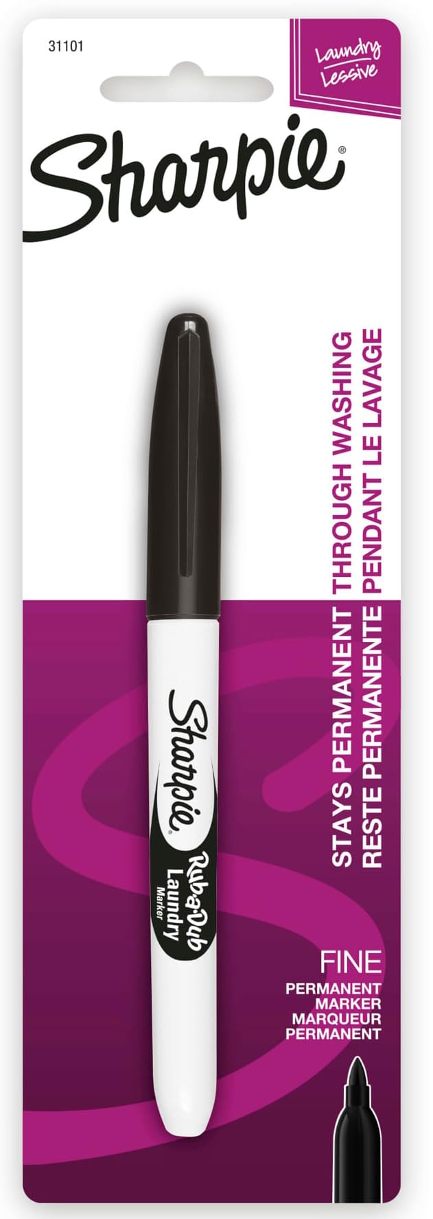 Laundry Permanent Marker Fine Tip - Black