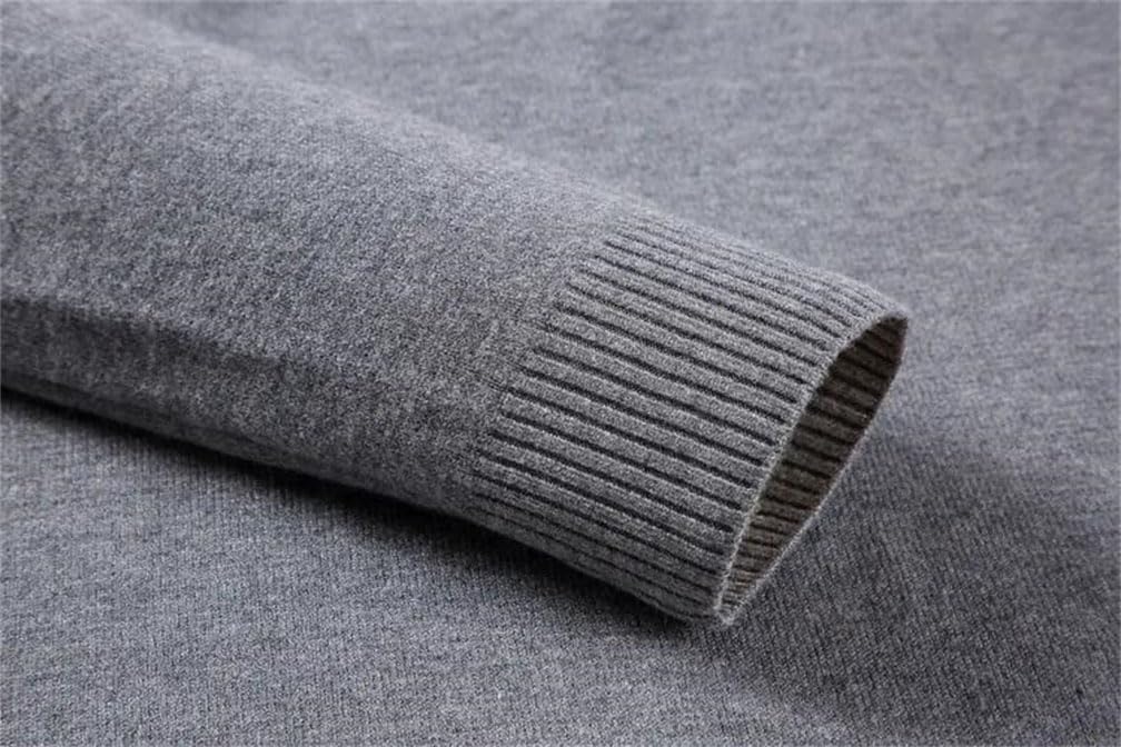 Suéter de punto casual de cuello alto para hombre, ajuste delgado, manga larga, suéter de color liso