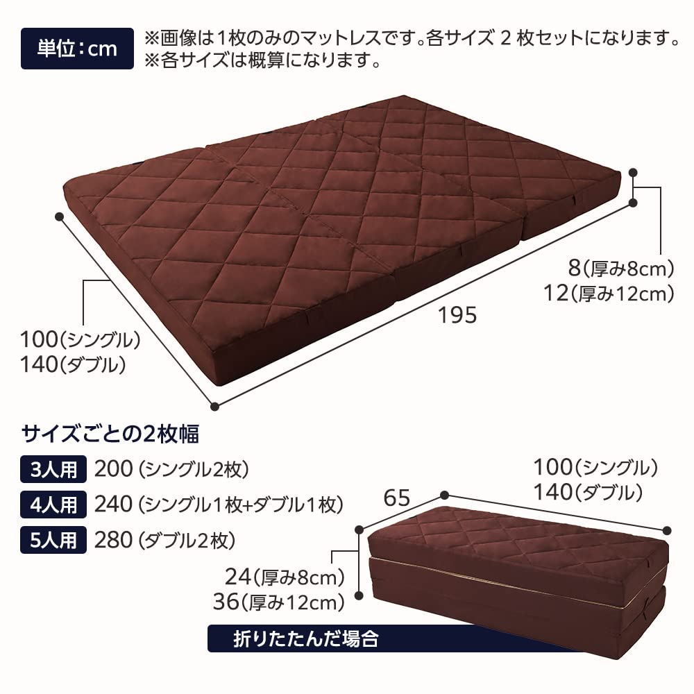 Amazon｜マットレス 折りたたみ ファミリータイプ ダブル 厚さ12cm