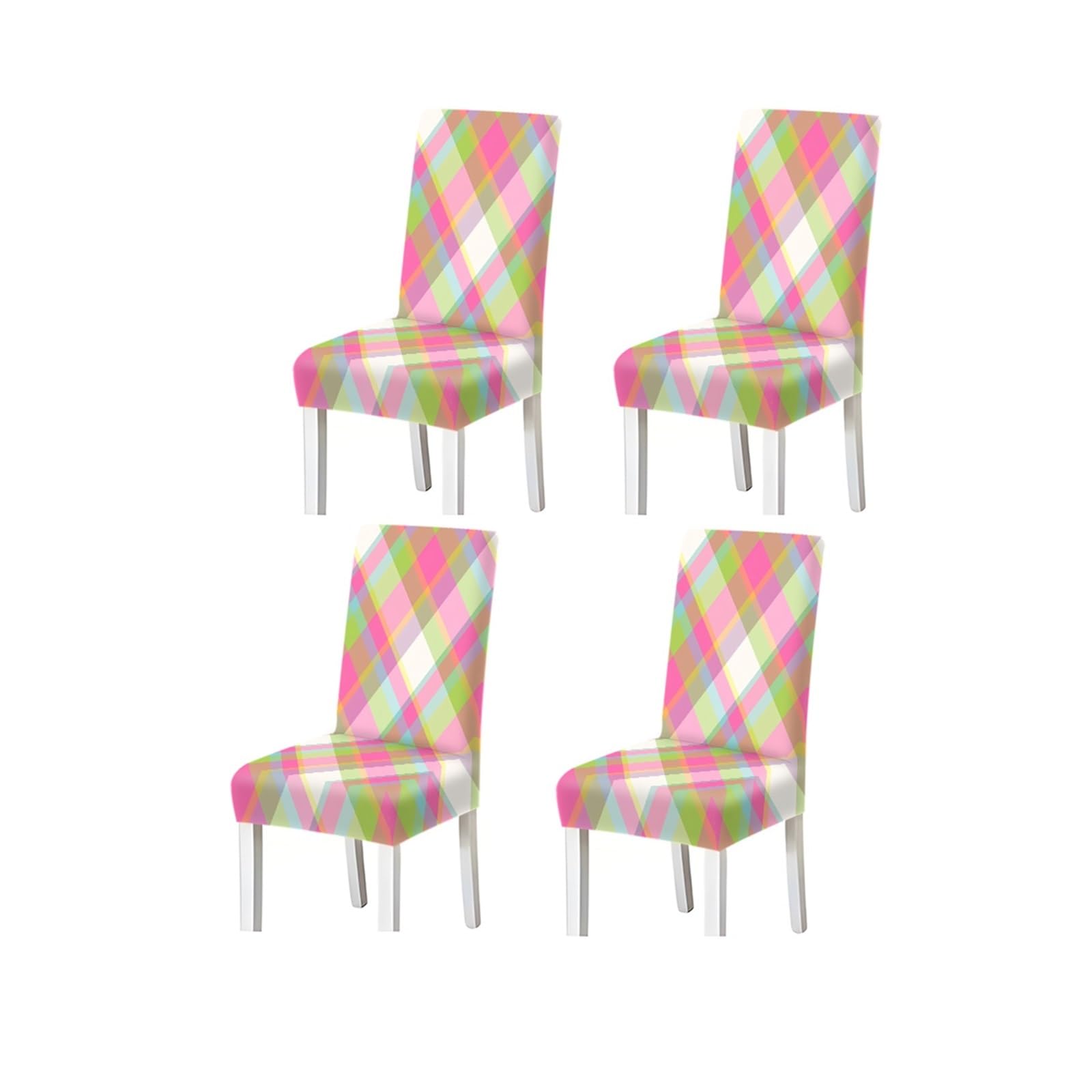 FZJKGH Pastel Argyle Geometric Dining Chair Covers Set Of 2/4/6, Stretch Slipcovers For Dining Room Chairs Removable Stretch Slipcovers for Dining Chairs(4PCSChair cover)