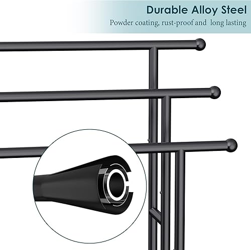 Miniatura 6 de Kayfia Toallero de 40 pulgadas de alto, soporte de acero aleado de 3 niveles con canasta, estante de secado de mantas y expositor para toallas de