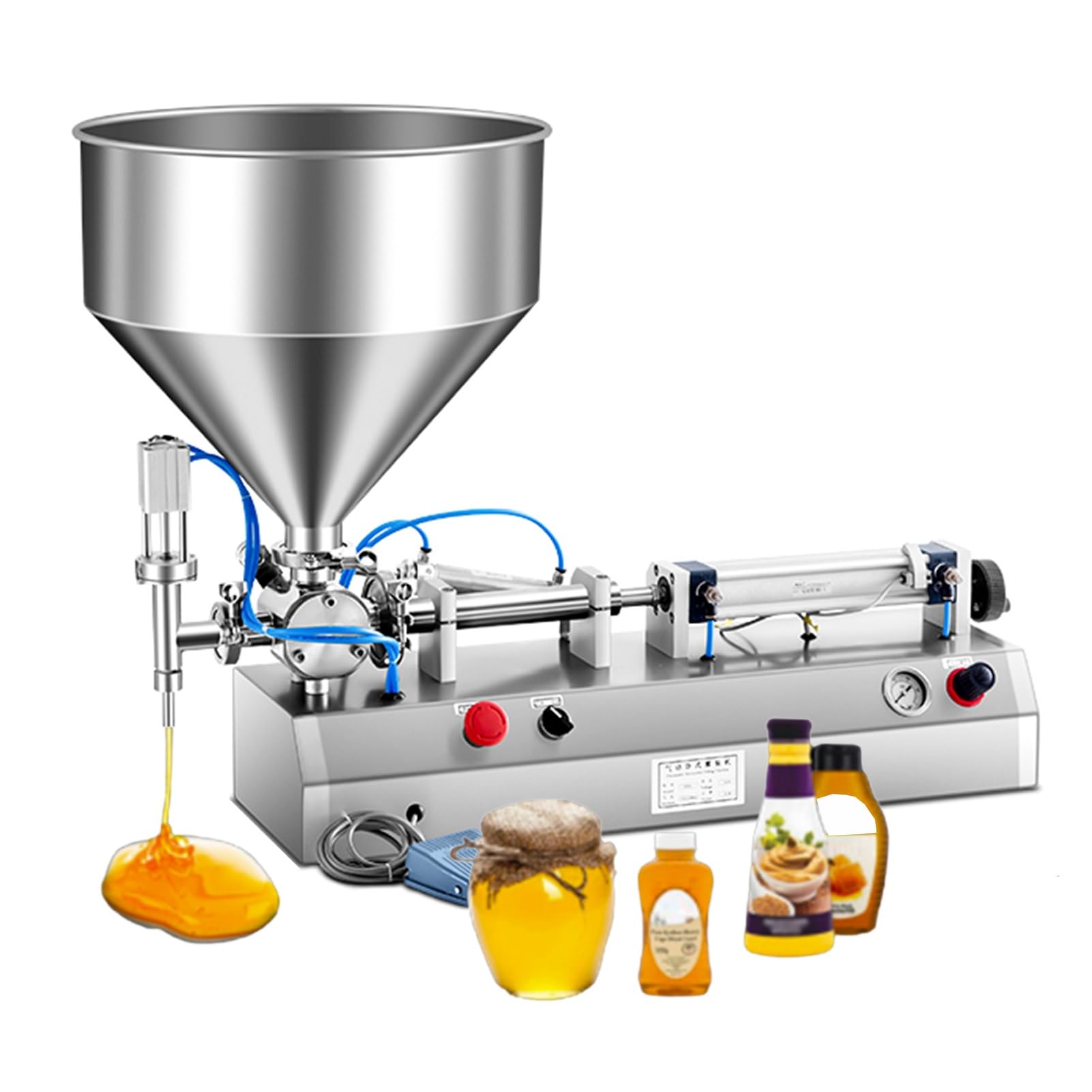 YVYKFZD Máquina De Llenado De Líquidos En Pasta, Llenadora De Botellas Semiautomática Horizontal Ajustable, Llenado De Líquidos Neumática De Acero Inoxidable De Cabezal Simple, Para Alimentos (Size :